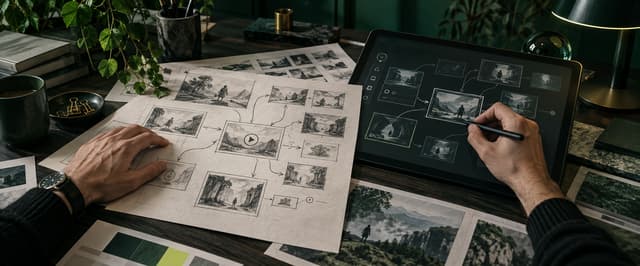 Creative director sketching a storyboard and interaction flow