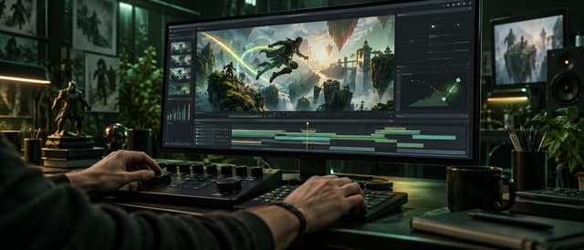 Motion designer producing a mobile game advertising scene